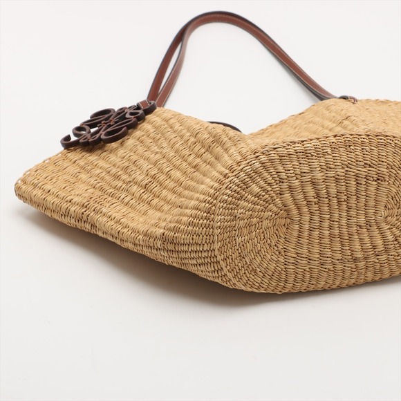 Loewe Shell Basket Elephant Grass Leather Bag Beige Tan Brown - Picture 4 of 8